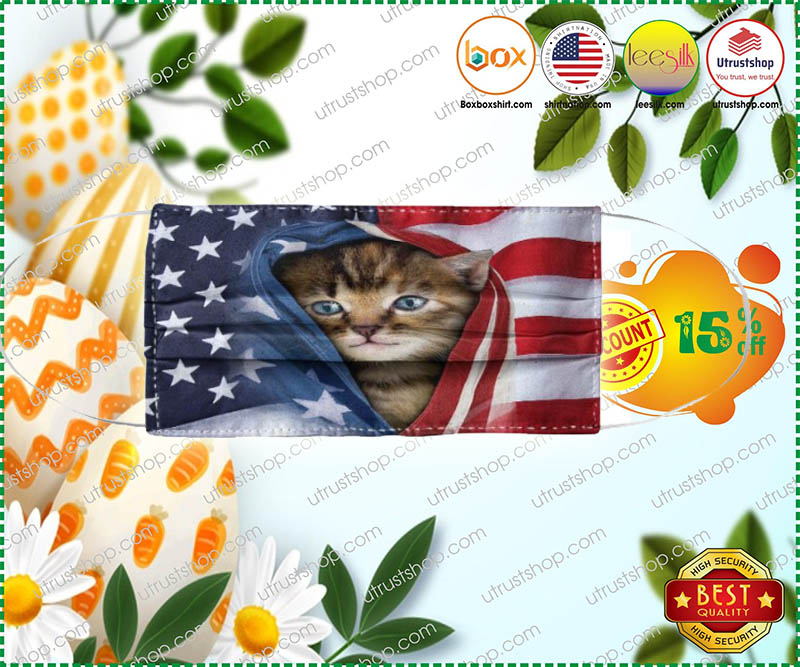 Cat American flag face mask 2