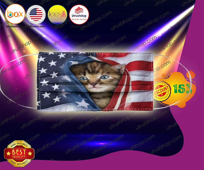 Cat American flag face mask 3