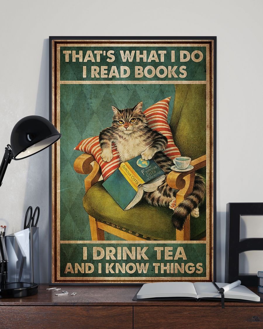 Cat that's what I do I read book I drink tea and I know thing poster 5
