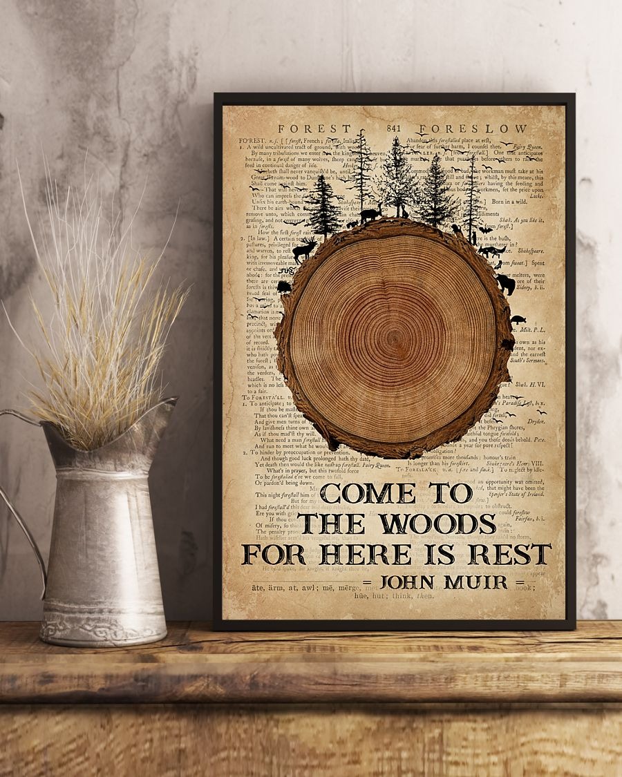 Come to the woods for here is rest John Muir poster 4