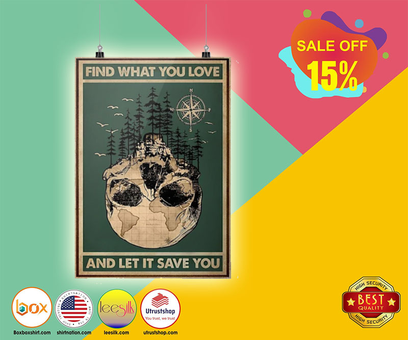 Skull find what you love and let it save you poster 3