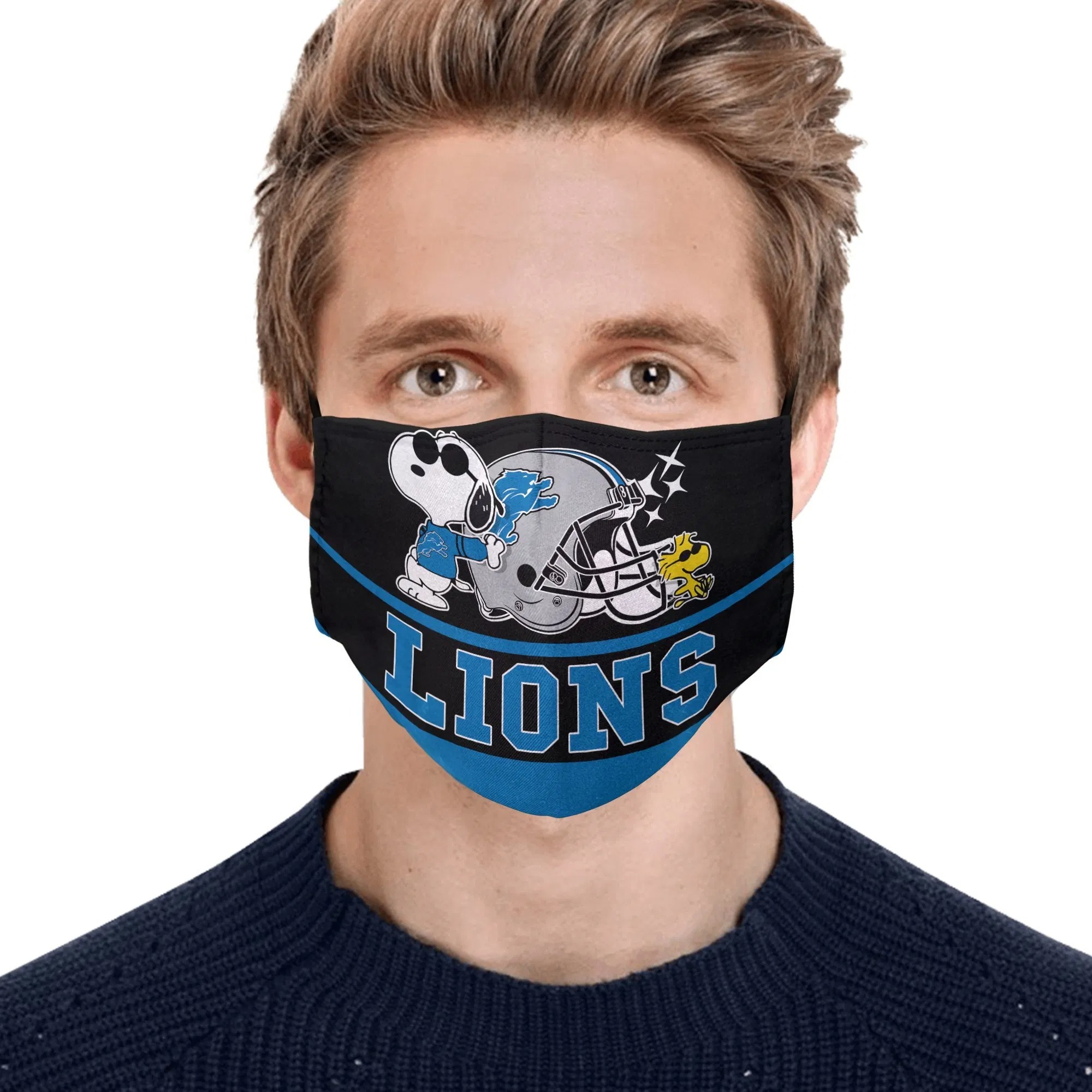 Snoopy Detroit Lions Face Mask 3