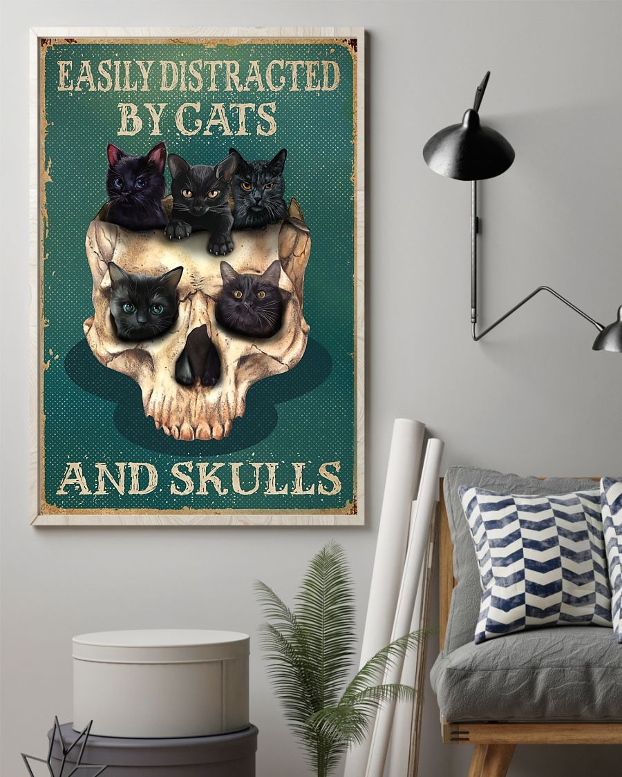 Easily distracted by cats and skulls poster 2