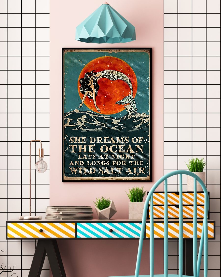 Mermaid she dreams of the ocean late at night salt air poster 5