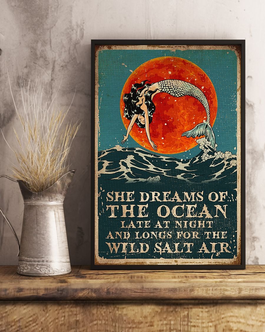 Mermaid she dreams of the ocean late at night salt air poster 3