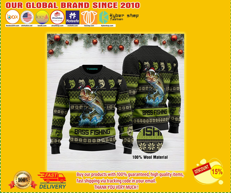 Bass fishing ugly christmas sweater