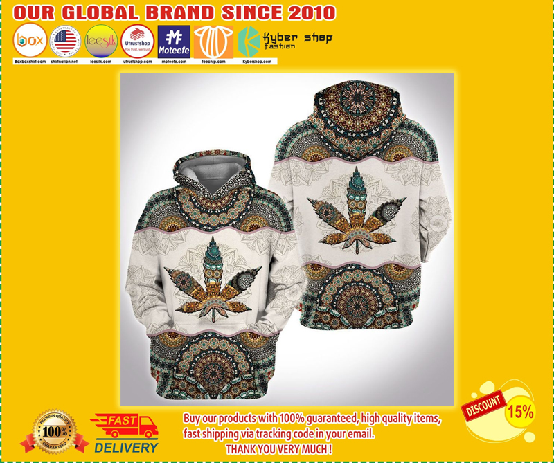 Canabis mandala 3d over print hoodie