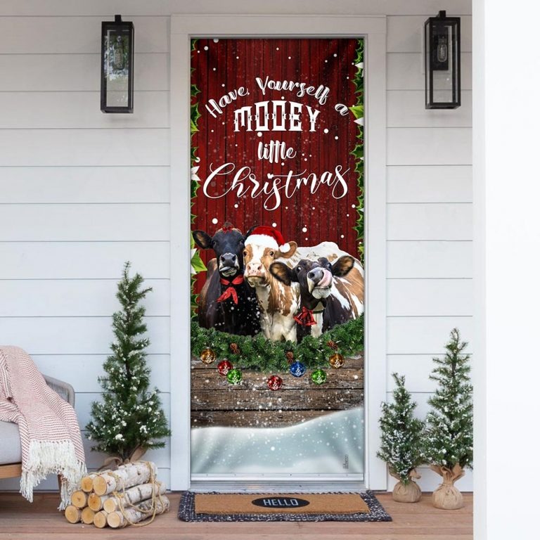 Cattle have yourself a mooey little Christmas door cover
