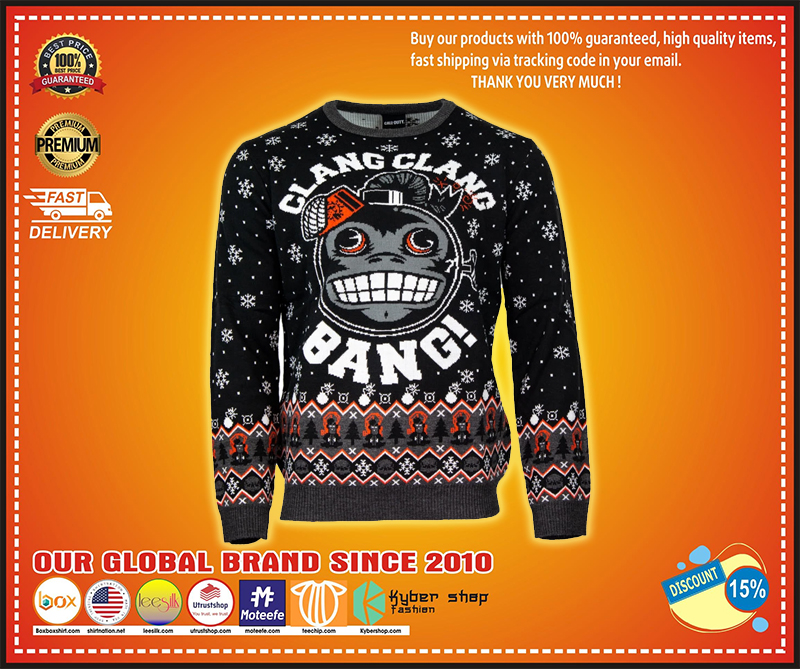 Clang Clang call of duty monkey bomb bang ugly chrismas sweater 4