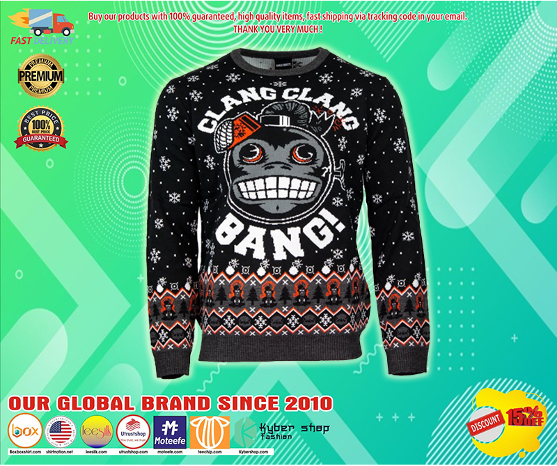 Clang Clang call of duty monkey bomb bang ugly chrismas sweater 3