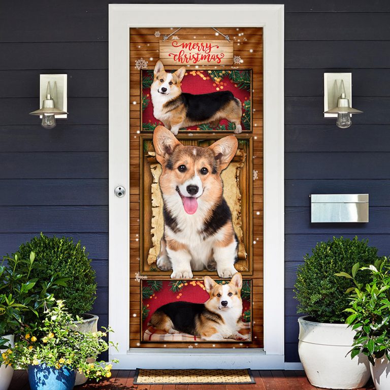 Corgi Christmas Door Cover