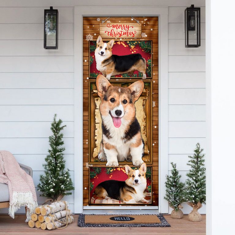 Corgi Christmas Door Cover