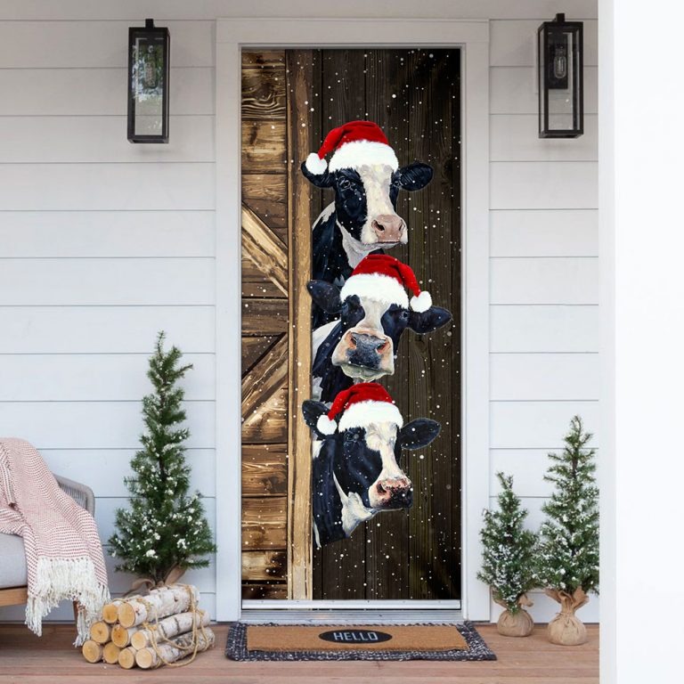 Dairy cattle christmas door cover