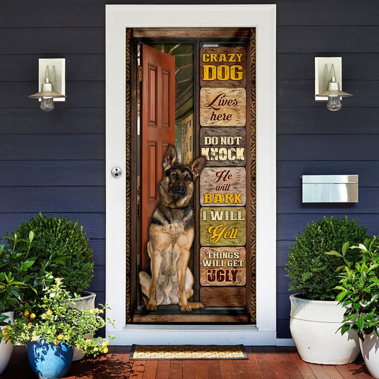 German Shepherd Crazy Dog Door Cover