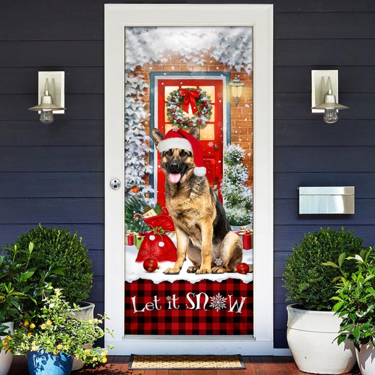 German Shepherd Let It Snow Christmas Door Cover