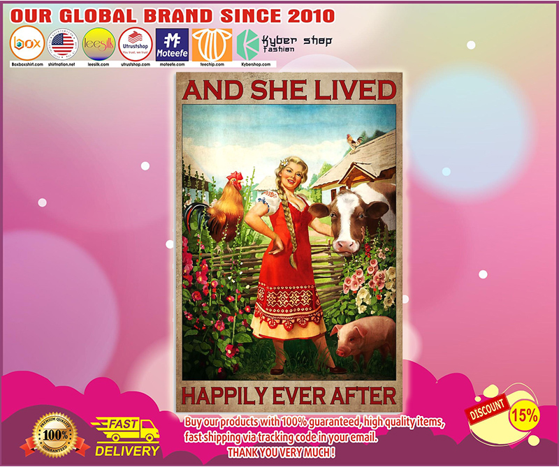 Girl and animals and she lived happily ever after poster