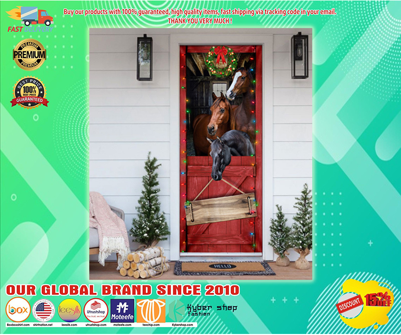 Personalized Horse Merry Christmas Door Cover
