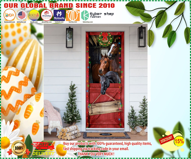 Personalized Horse Merry Christmas Door Cover