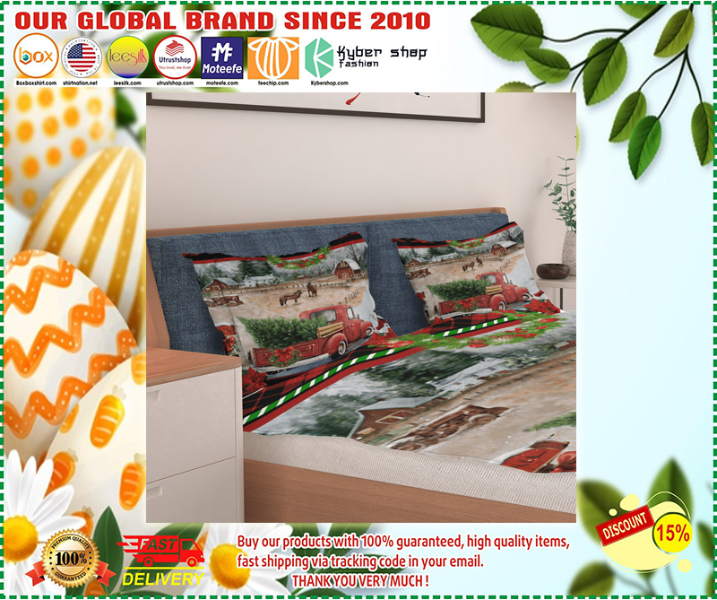 Red truck christmas bedding set 8