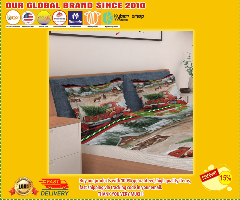 Red truck christmas bedding set 6