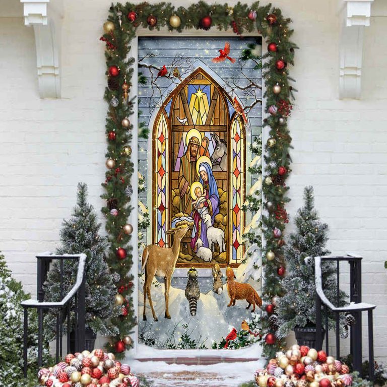 The Holy Family Christmas Nativity Scene Door Cover