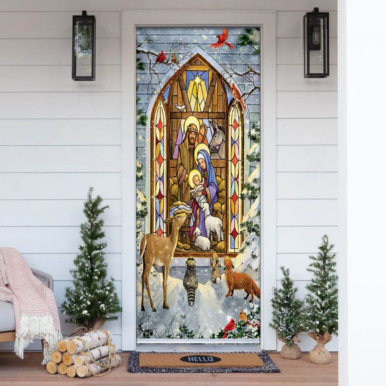 The Holy Family Christmas Nativity Scene Door Cover