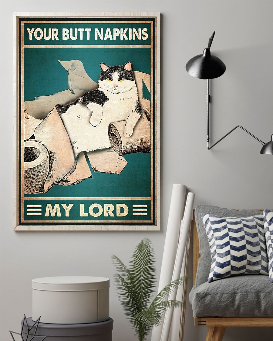 White cat your butt napkins my lord poster