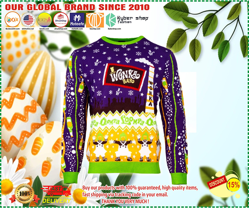 Wonka bar ugly christmas sweater