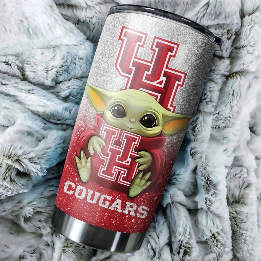 Houston Cougars Baby Yoda Custom Name Tumbler