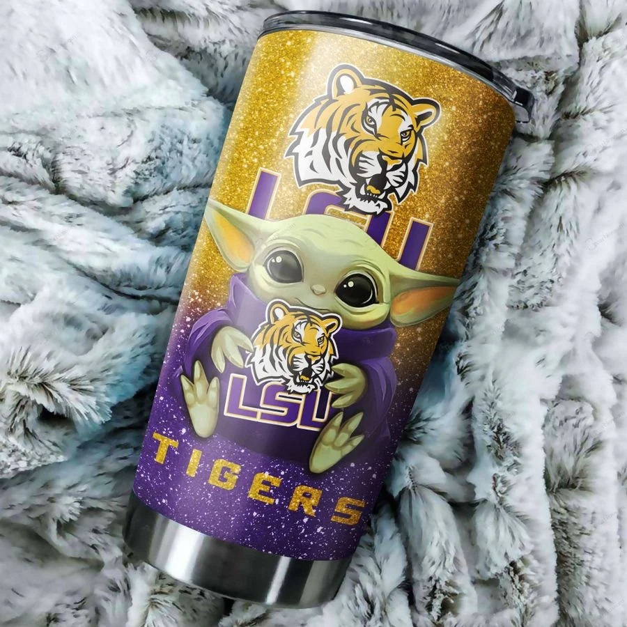 LSU Tigers Baby Yoda Custom Name Tumbler