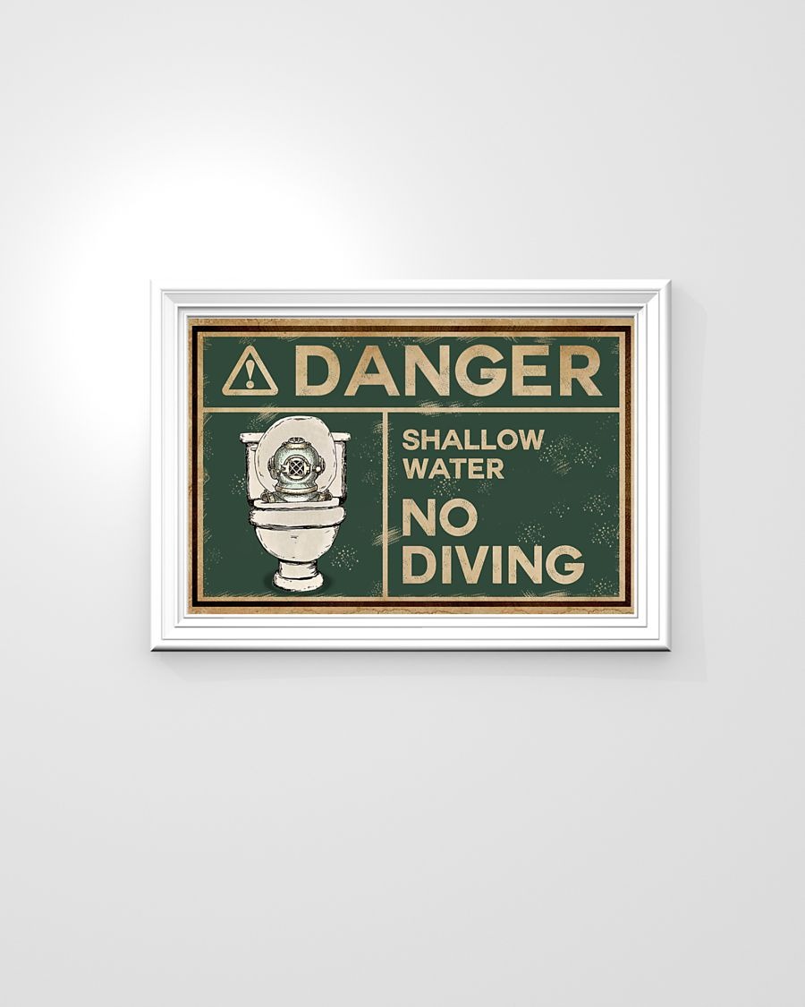 Scuba diver danger shallow water no diving poster