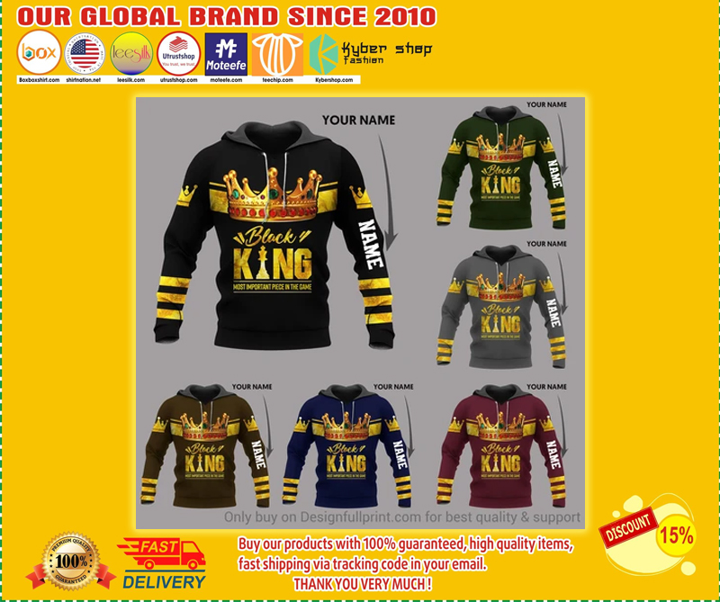 Black king most important piece in the game custom name 3d hoodie