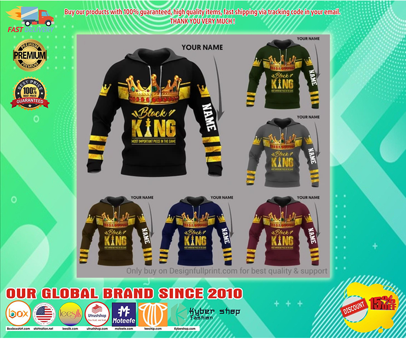 Black king most important piece in the game custom name 3d hoodie