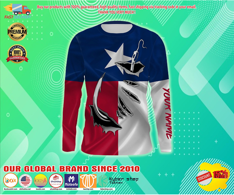 Fising fish hook Texas flag custom name 3d hoodie