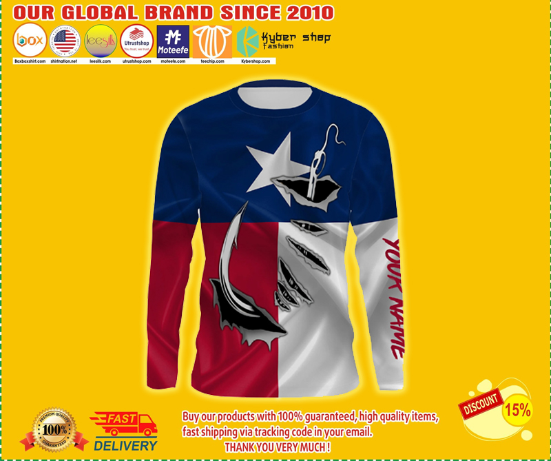 Fising fish hook Texas flag custom name 3d hoodie