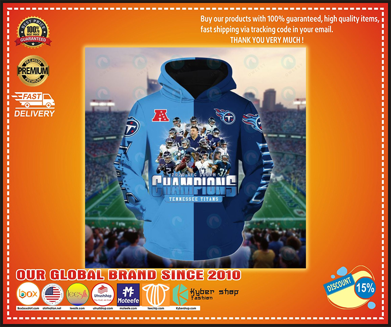 Football 2020 AFC south champions tennessee titans 3d hoodie