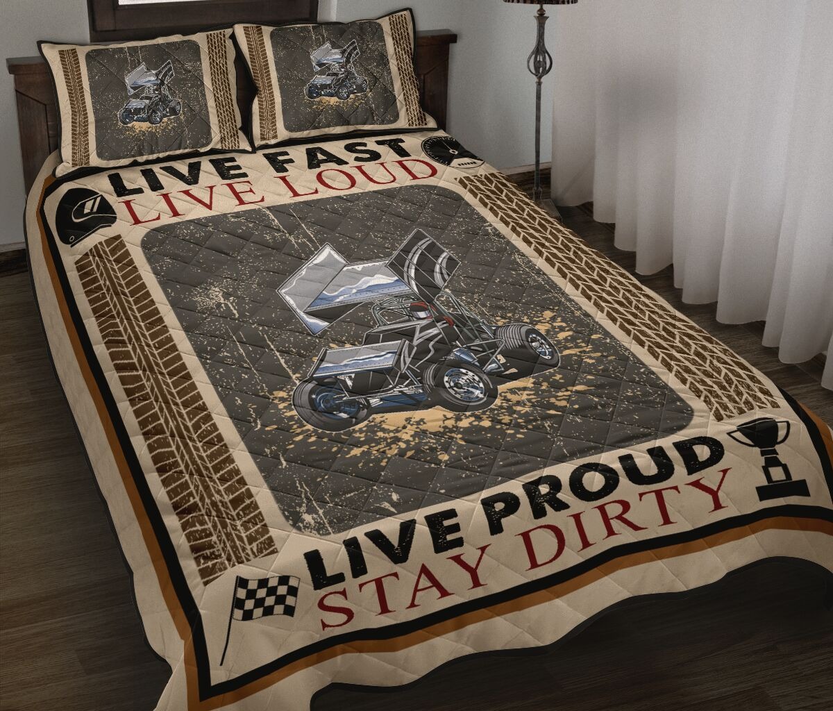 Car racing Live fast live loud live proud stay dirty bedding set