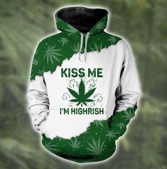 Kiss me I'm highrish couple 3d hoodie 2