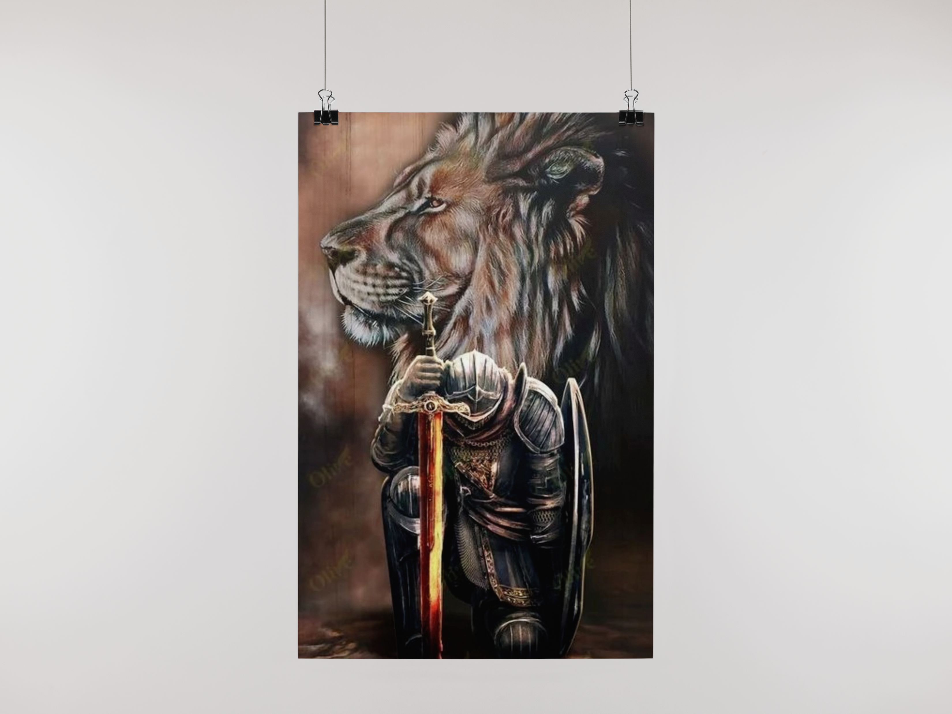 Lion and Warrior knight Canvas3