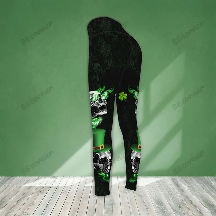 St Patrick day Skull stuck between IDK IDC and IDGAF 3D hoodie and legging 9