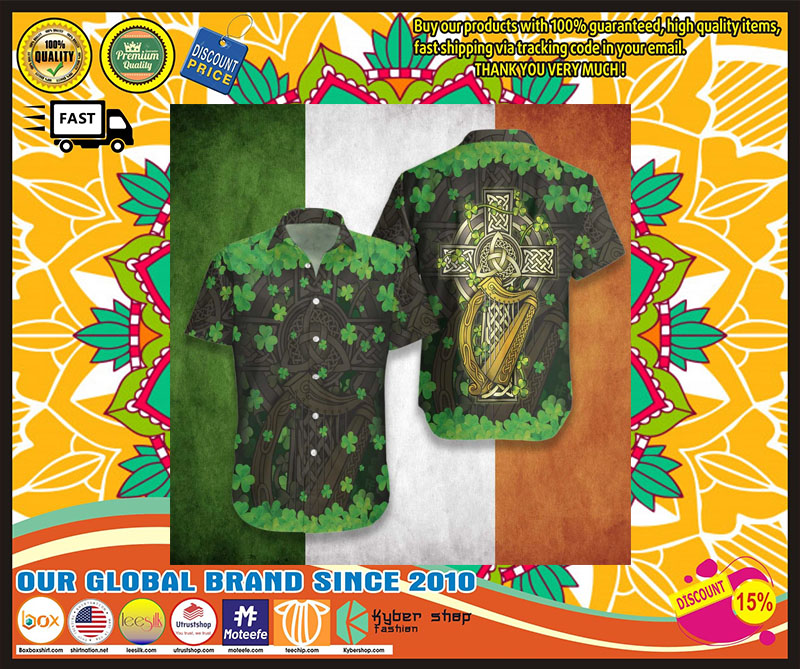 The Celtic Cross Harp Irish Hawaiian shirt 2