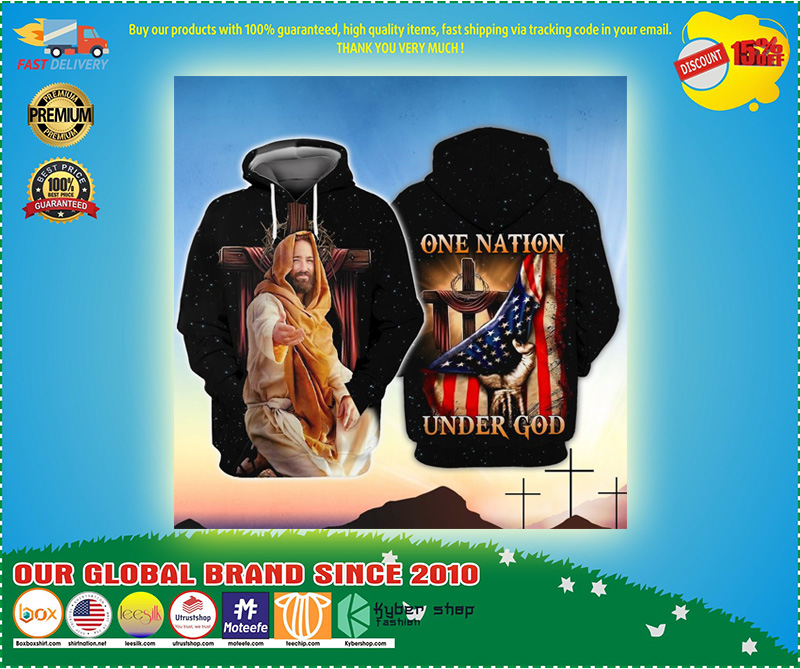 American One nation under god 3D hoodie 4