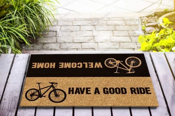 Bicycle welcome home have a good ride doormat