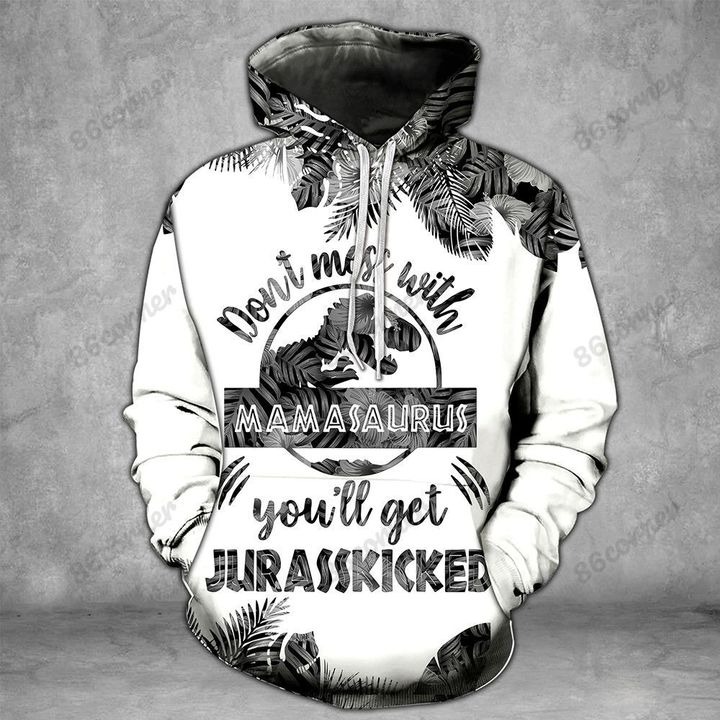 Dont miss with mamasaurus youll get jarasskicked gray 3D hoodie and legging 2 1