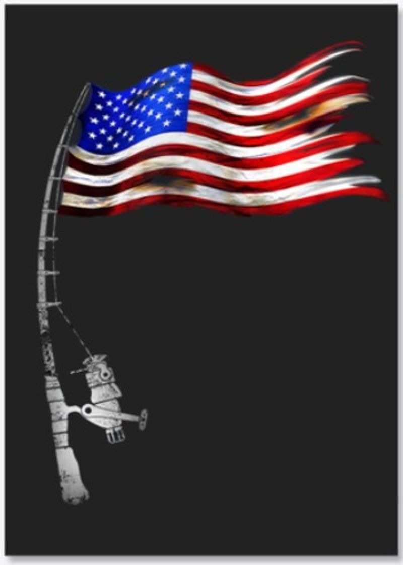 Fishing American flag sticker