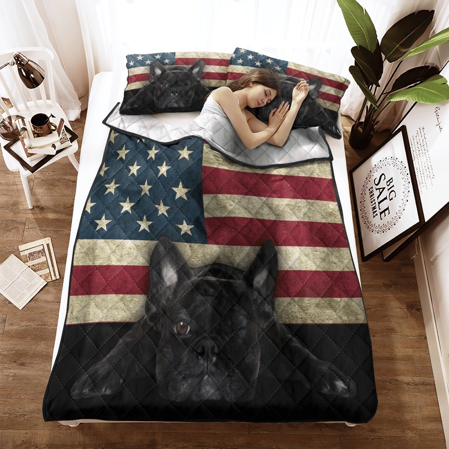 French Bulldog American Flag bedding set 3