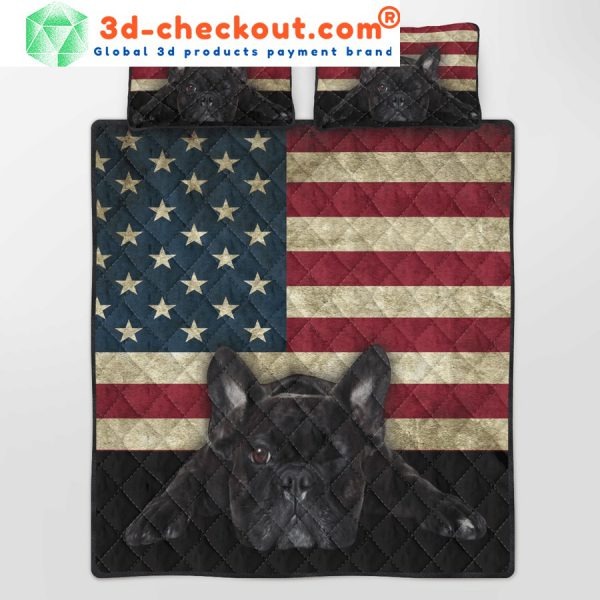 French Bulldog American Flag bedding set