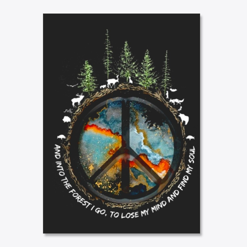 Hippie peace and into the forest I go stickers