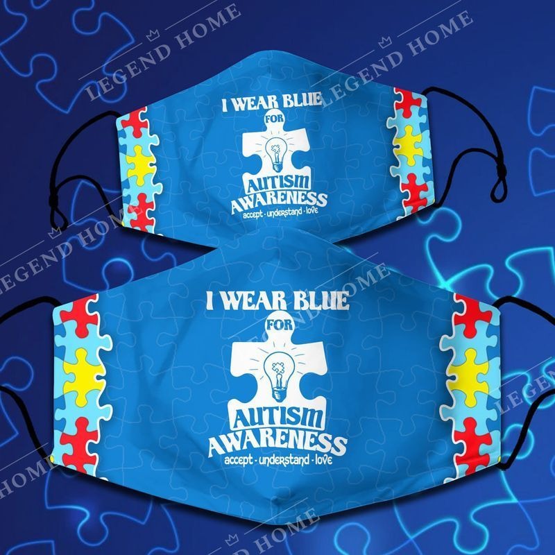 I wear blue for autism awareness facemask