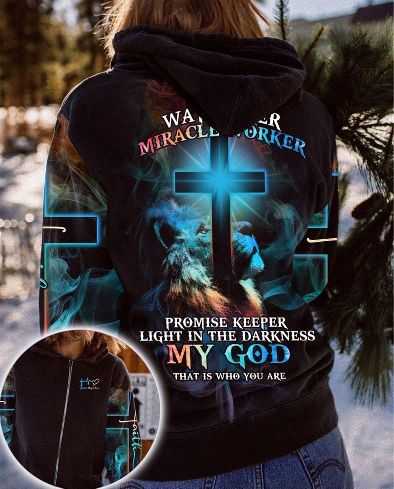 Lion way maker miracle worker my god 3D over print hoodie